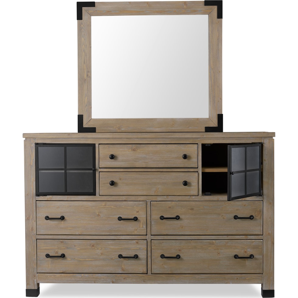 brooke harbor light brown dresser & mirror   