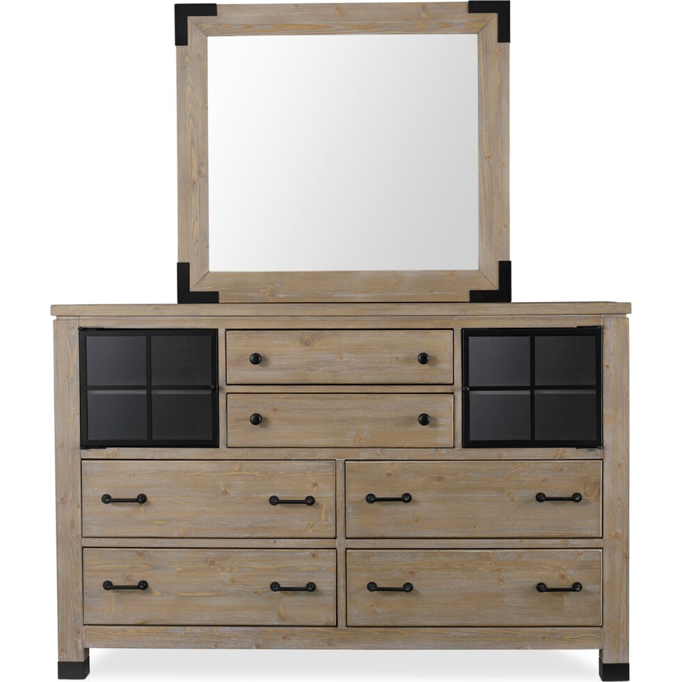 brooke harbor light brown dresser & mirror   