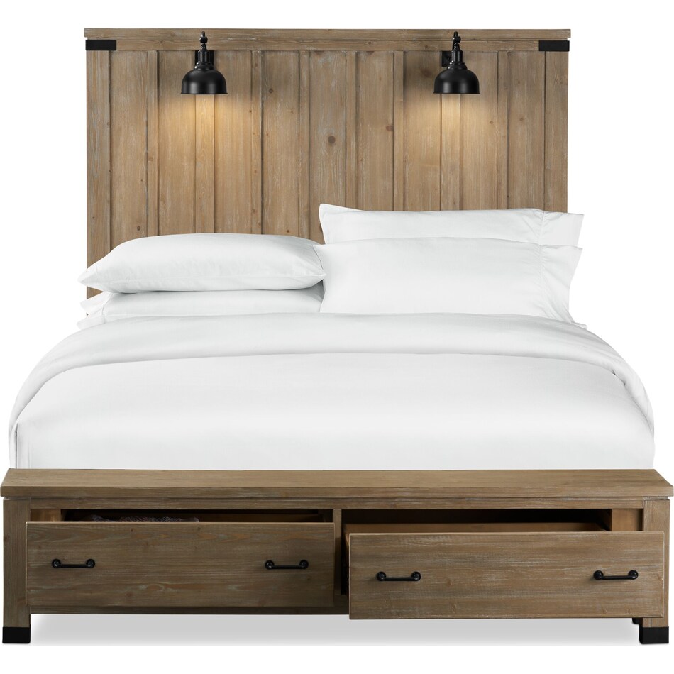 brooke harbor light brown queen storage bed   