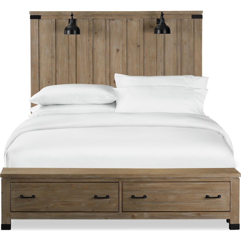 brooke harbor light brown queen storage bed   