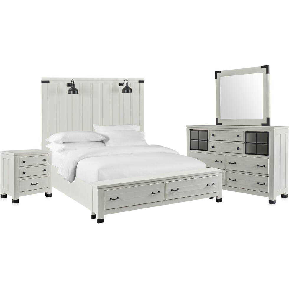 brooke harbor white  pc queen storage bedroom   