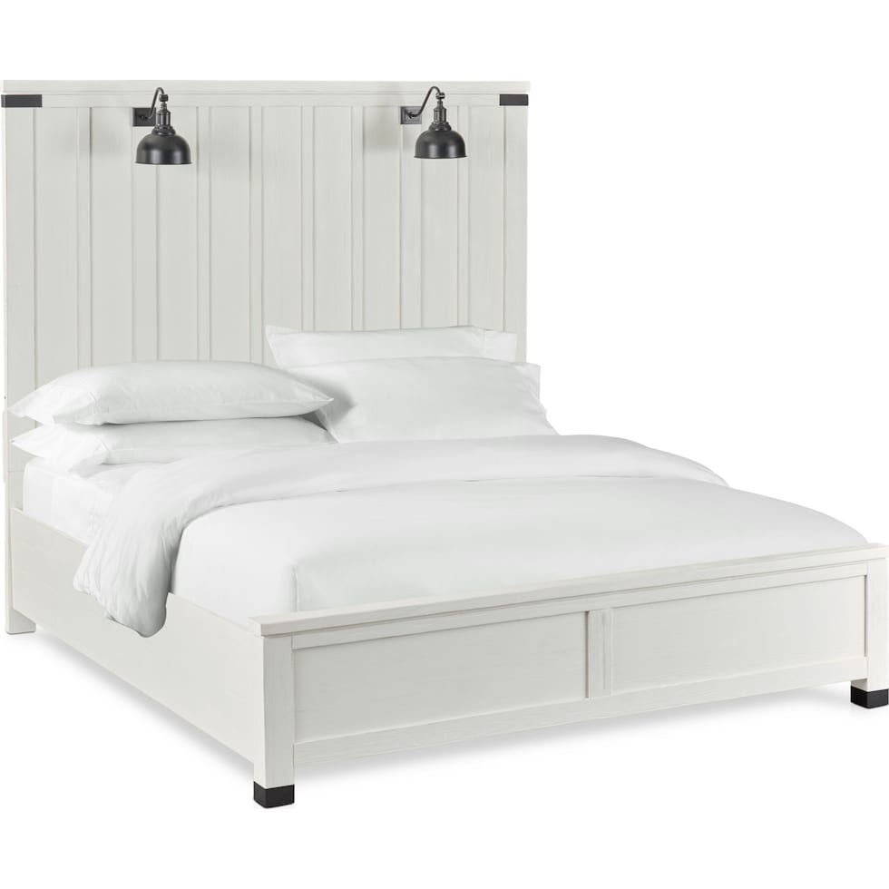 brooke harbor white king panel bed   