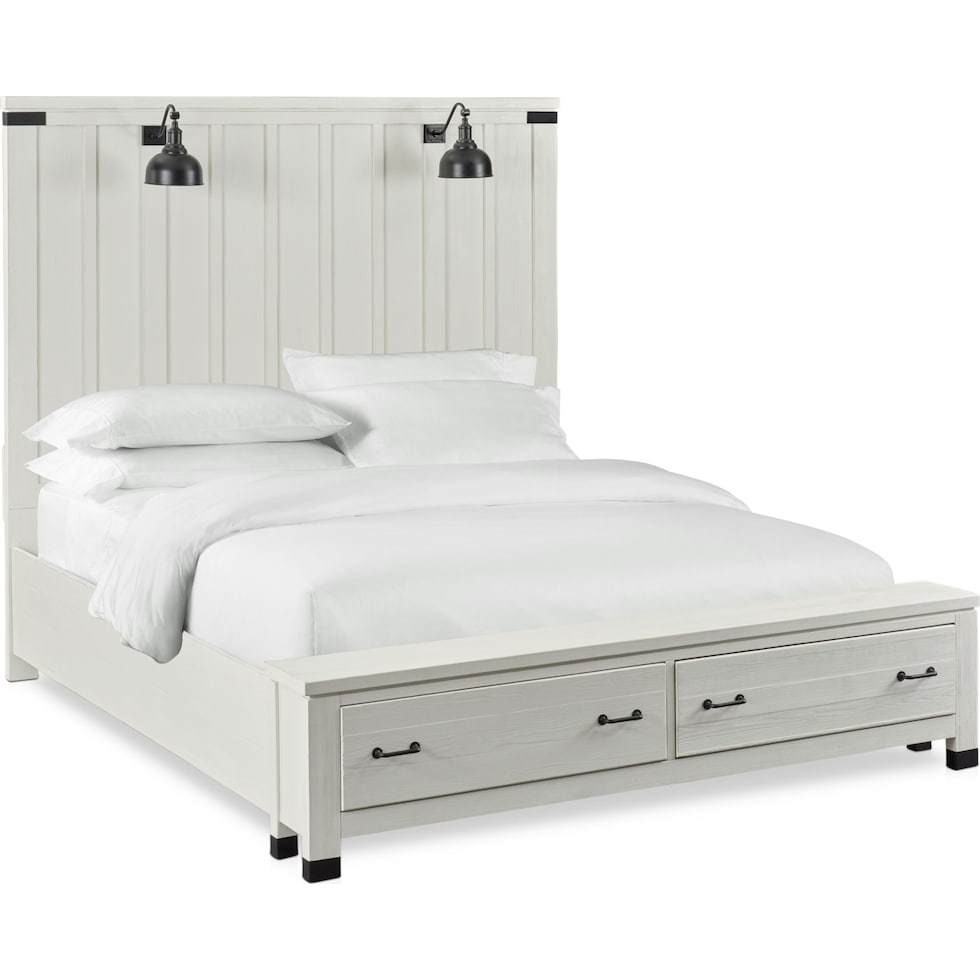 brooke harbor white queen storage bed   