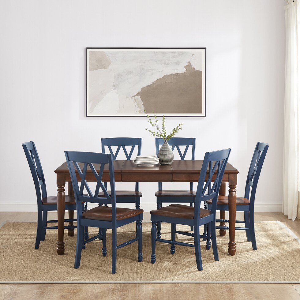 brown navy  pc dining room   