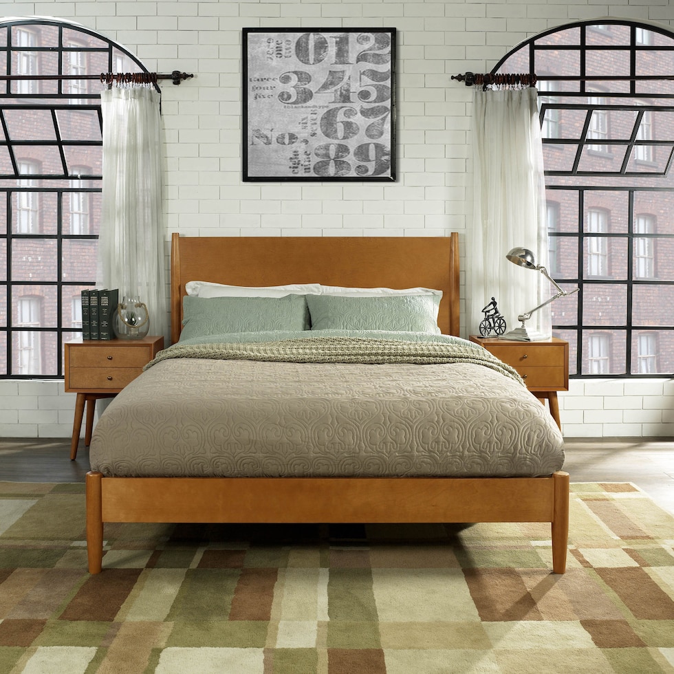 bruce light brown king bed   