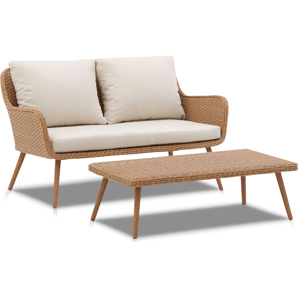 bruce light brown outdoor loveseat set   