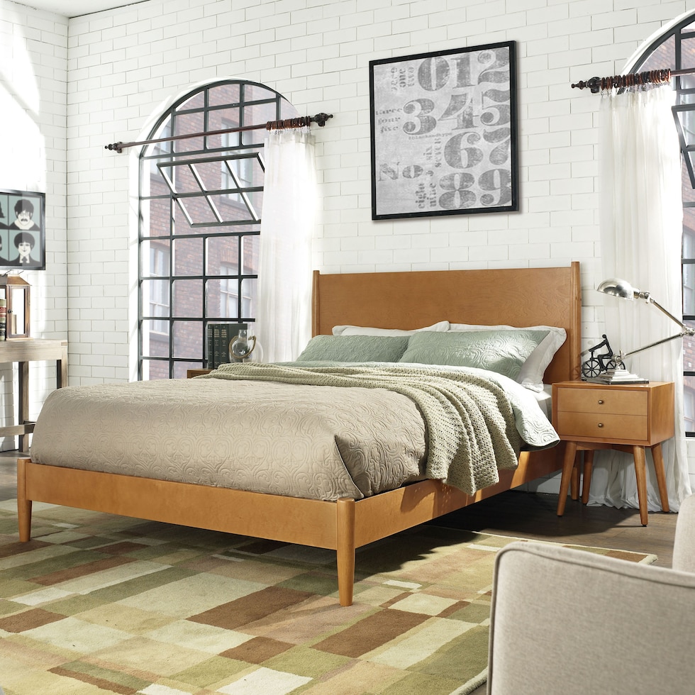 bruce light brown queen bed   