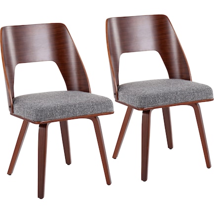 Bruges Set of 2 Dining Chairs - Walnut/Gray