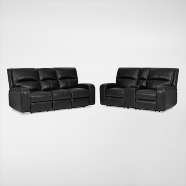 Burke Manual Reclining Leather Sofa and Loveseat   Set