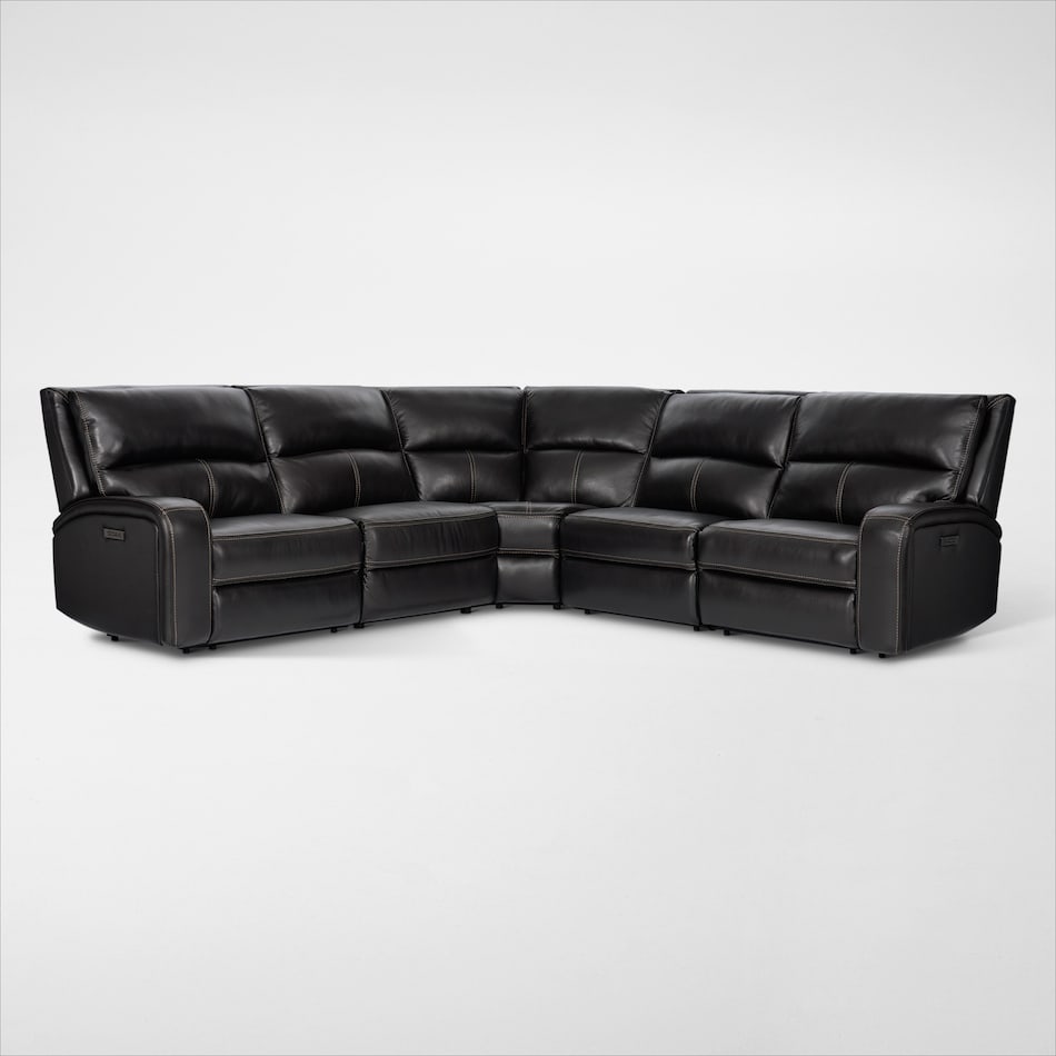 burke black  pc power reclining sectional   