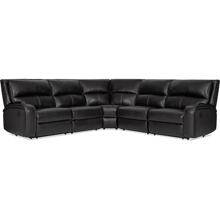 Burke 5-Piece Manual Reclining Leather Sectional - Black