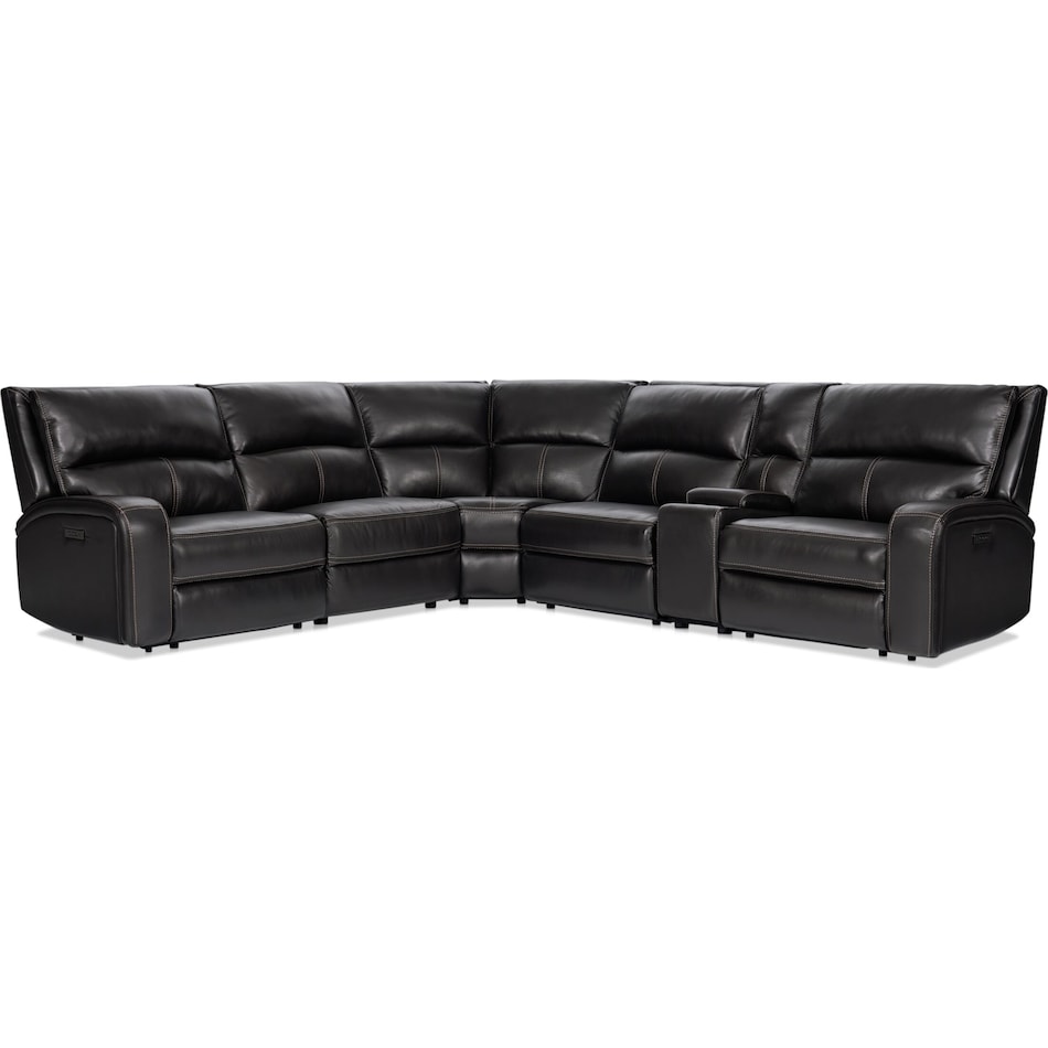 burke black  pc power reclining sectional   