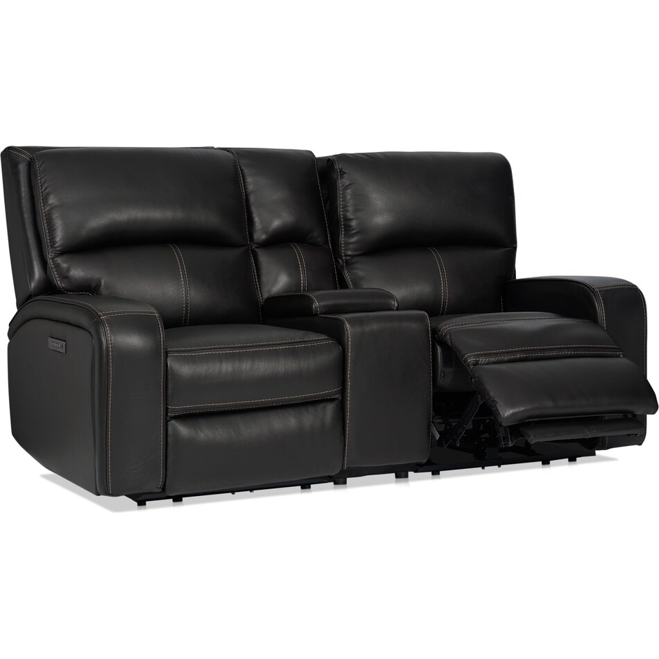 Burke Dual-Power Reclining Leather Loveseat with Console | American ...