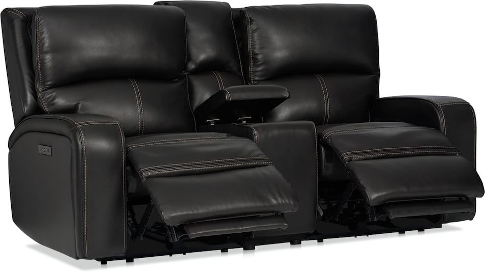 Burke DualPower Reclining Leather Loveseat with Console American