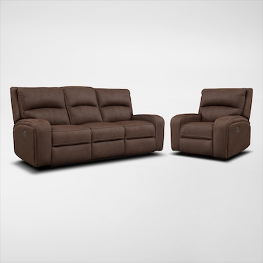 Burke Dual-Power Reclining Sofa and Recliner Set