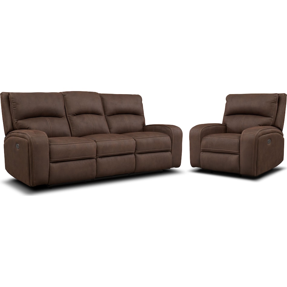 burke dark brown  pc power reclining living room   