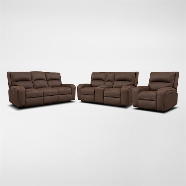 Living Room Furniture - Burke Dual-Power Reclining Sofa, Loveseat with Console and Recliner