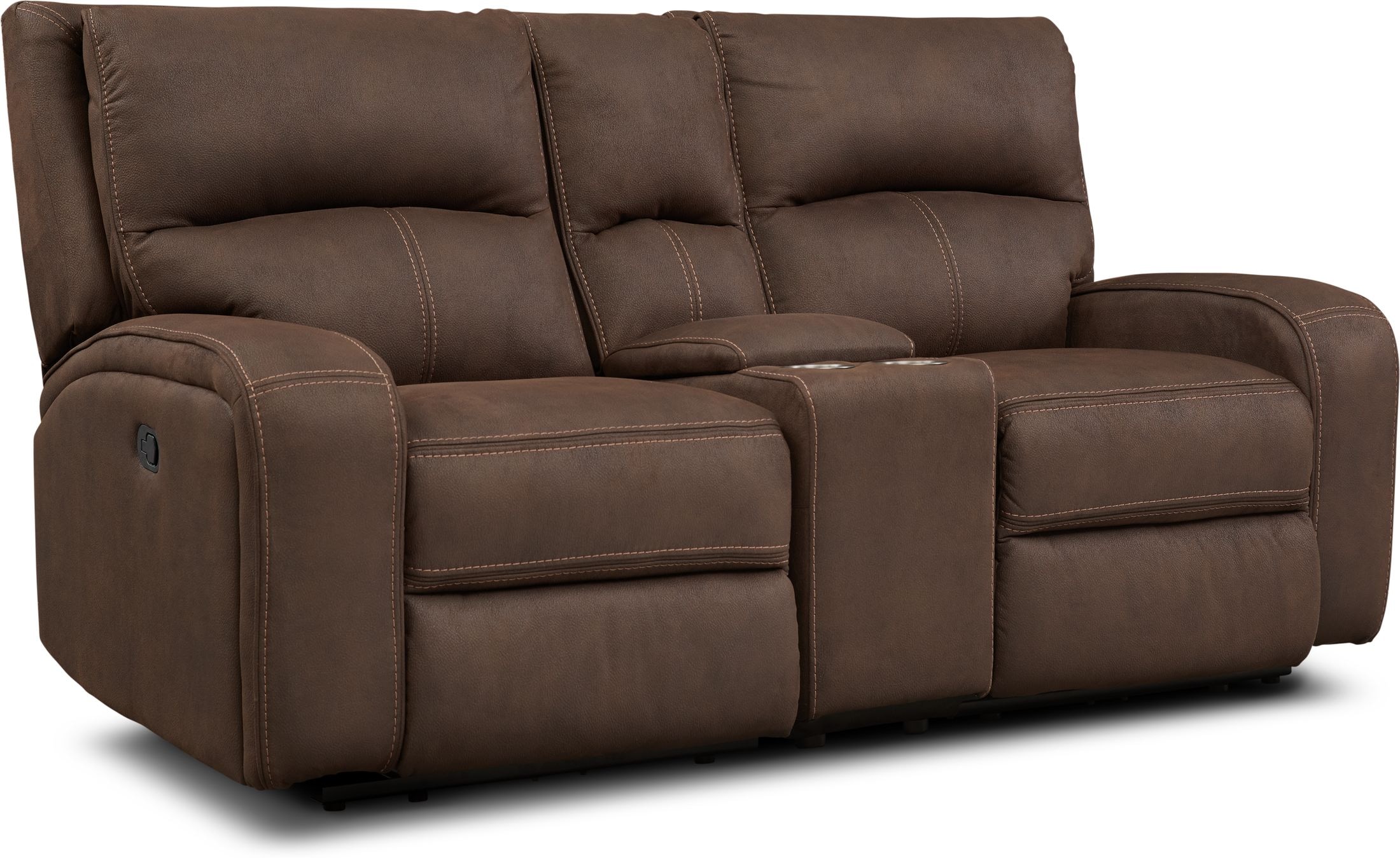 Undefined American Signature Furniture, Light Brown Leather Loveseat Recliner