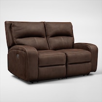 burke dark brown power reclining loveseat   