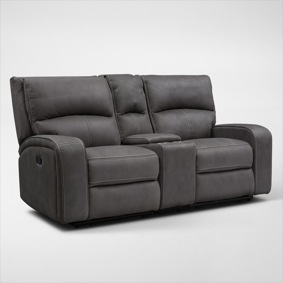 burke gray  pc manual reclining living room   