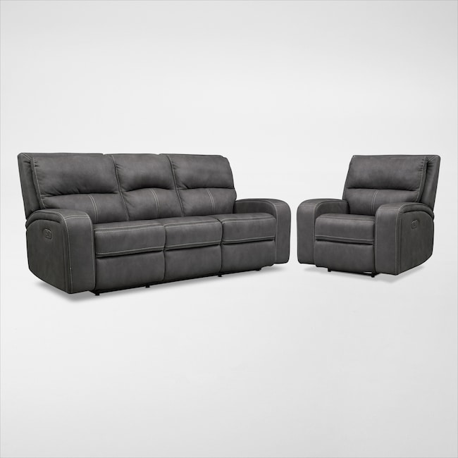 Living Room Furniture - Burke Dual-Power Reclining Sofa and Recliner Set
