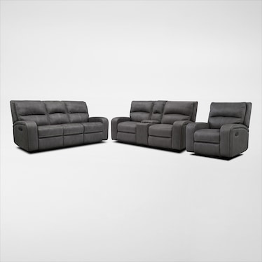 Burke Manual Reclining Sofa, Loveseat and Recliner Set