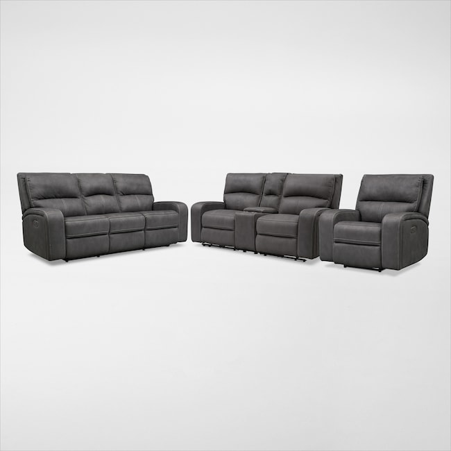 Living Room Furniture - Burke Dual-Power Reclining Sofa, Loveseat with Console and Recliner