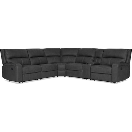 Burke 6-Piece Manual Reclining Sectional with Console - Charcoal