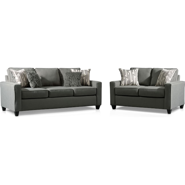 Living Room Furniture - Burton Queen Memory Foam Sleeper Sofa and Loveseat Set