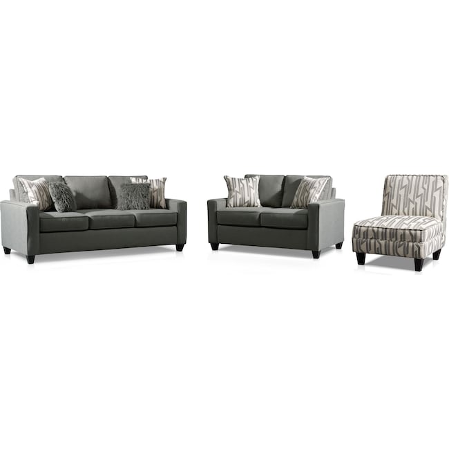 Living Room Furniture - Burton Sofa, Loveseat and Accent Chair
