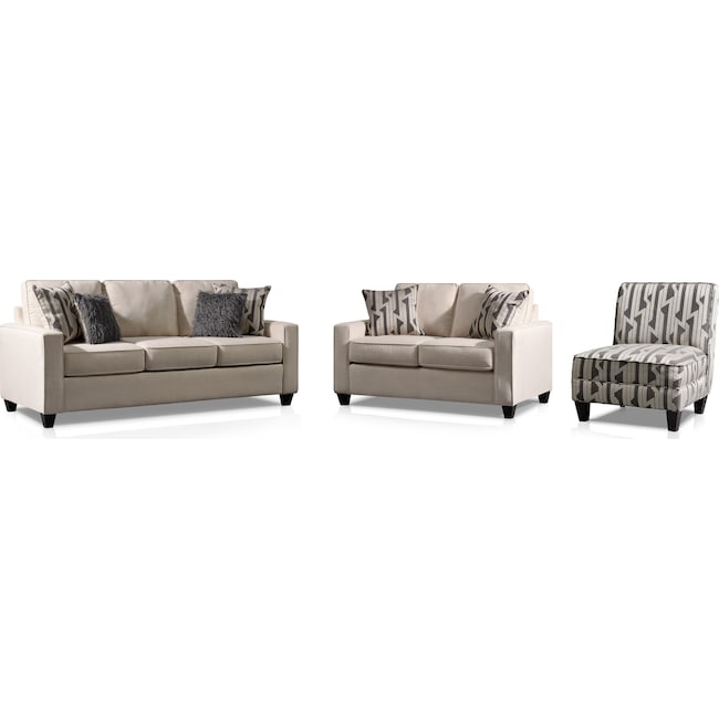 Living Room Furniture - Burton Sofa, Loveseat and Accent Chair