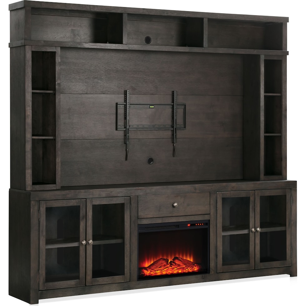 butler dark brown entertainment wall unit   