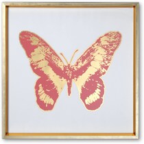 butterfly pink and gold wall art   