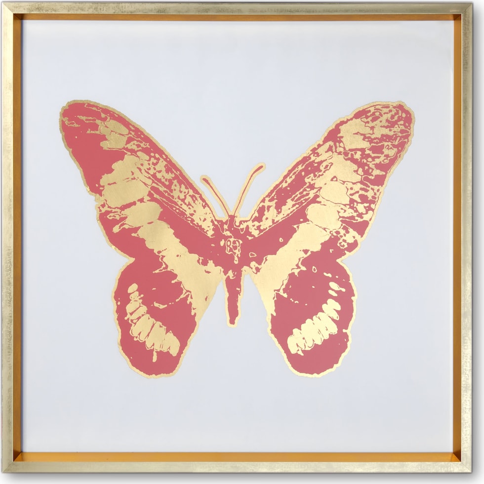 butterfly pink and gold wall art   