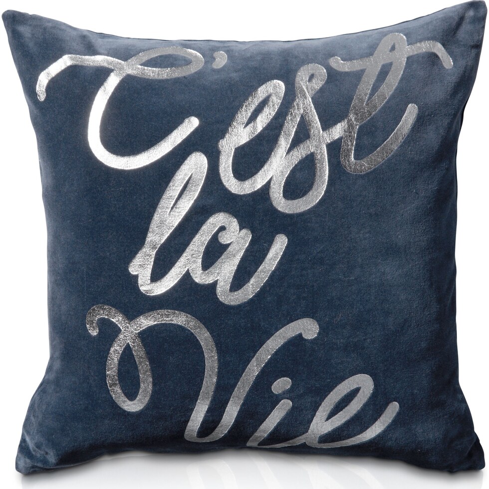 c'est la vie blue accent pillow   