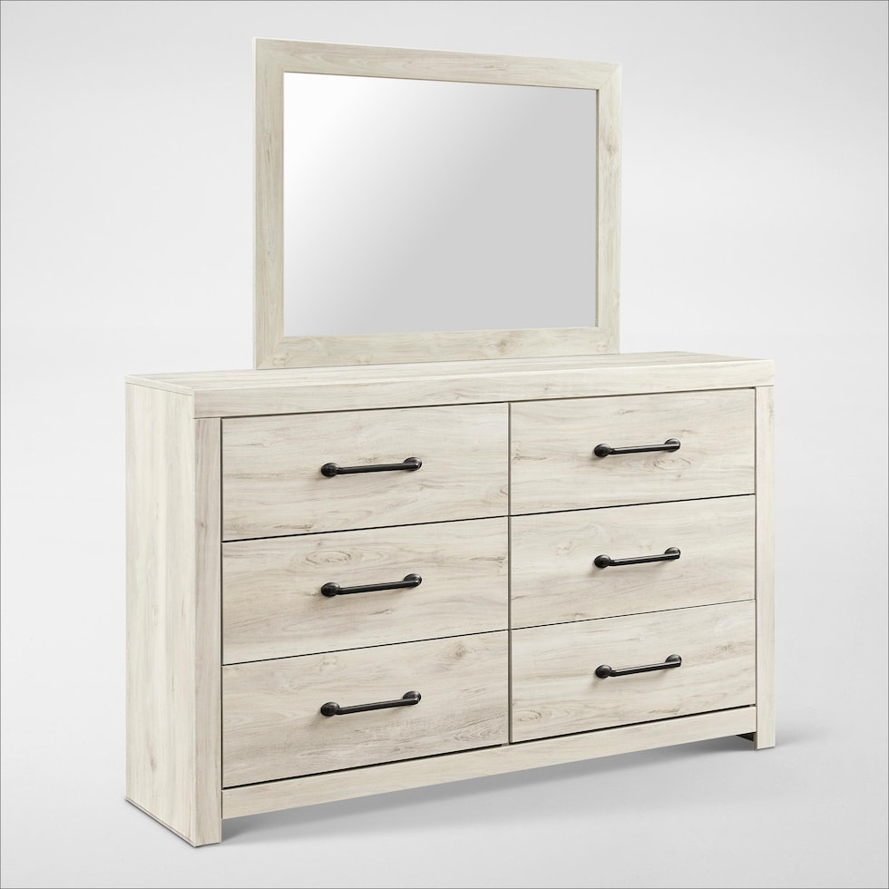 cabin white dresser and mirror   