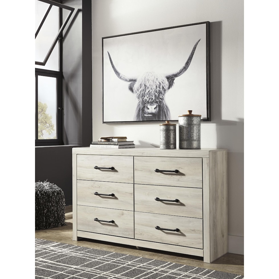 cabin white dresser and mirror   