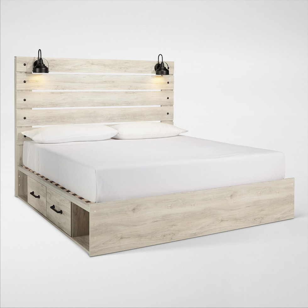 cabin white queen bed   