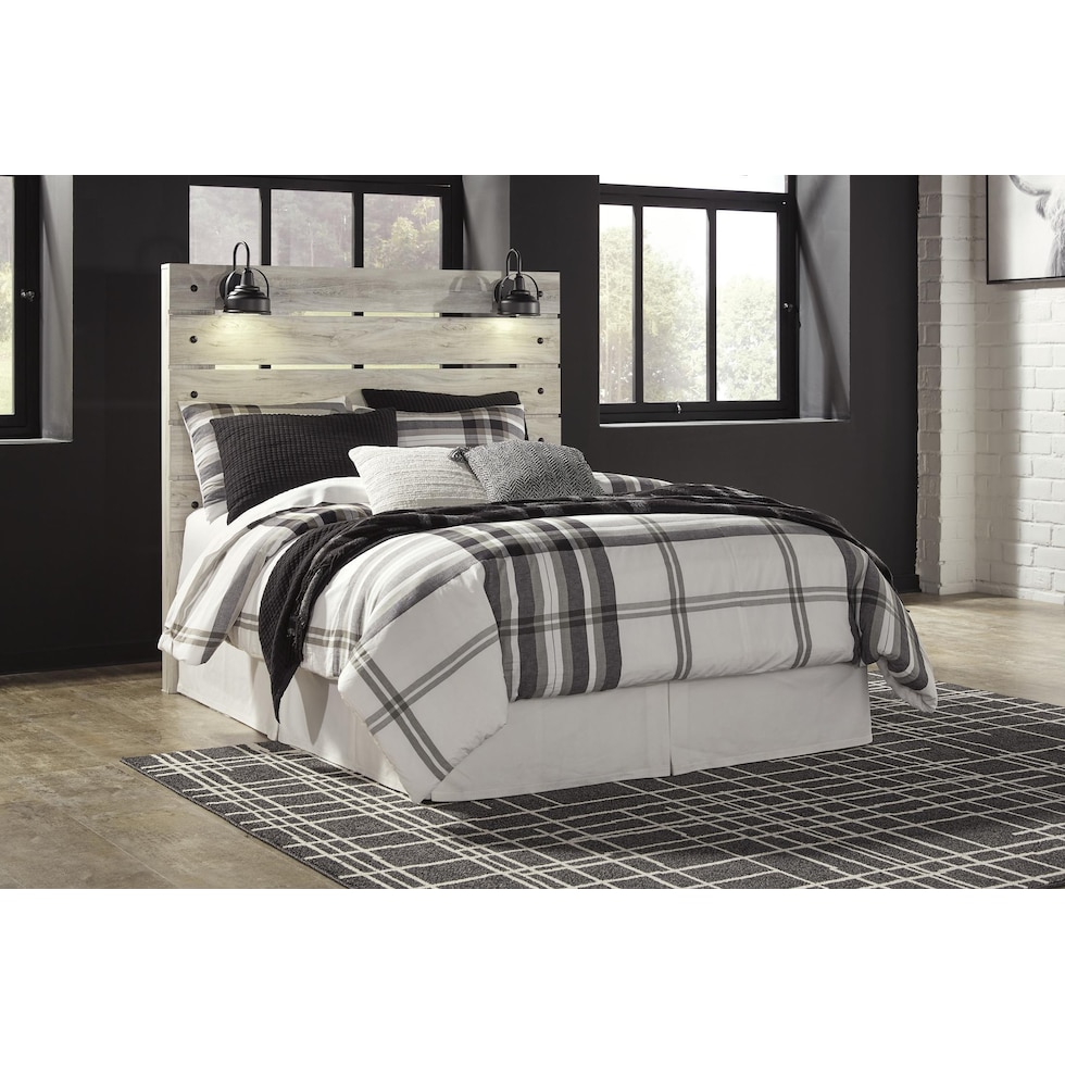 cabin white queen bed   