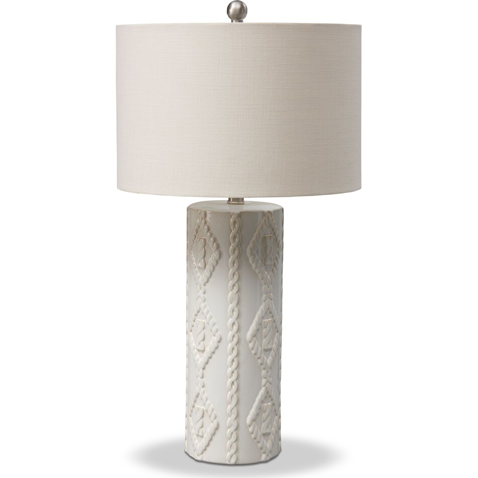 cable knit white table lamp   