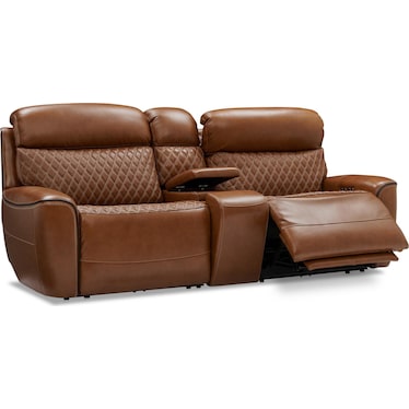 Cabrera Dual-Power Loveseat With Console - Brown