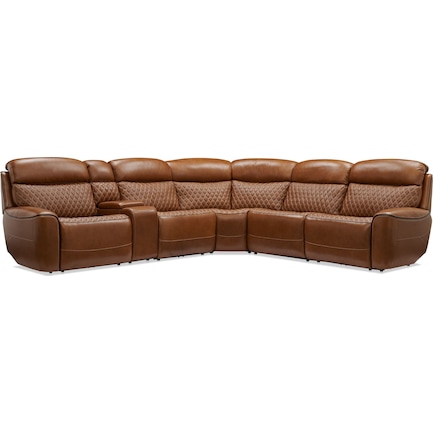 Cabrera 6-Piece Dual-Power Sectional With Console - Brown