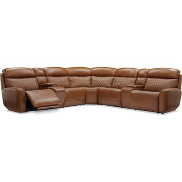 Cabrera 7-Piece Dual-Power Sectional With Console - Brown