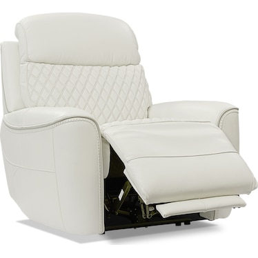 Cabrera Dual-Power Leather Recliner - White