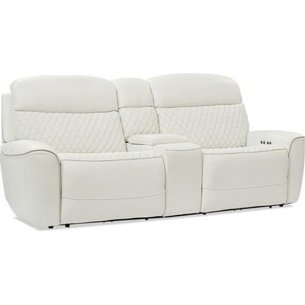 Cabrera Dual-Power Loveseat With Console - White