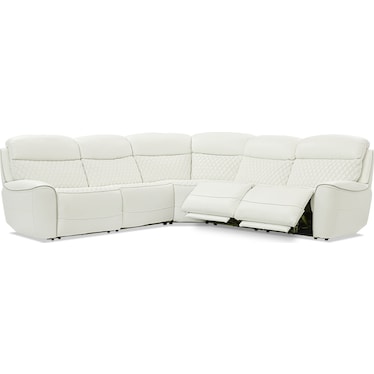 Cabrera 5-Piece Dual-Power Sectional With 3 Reclining Seats - White