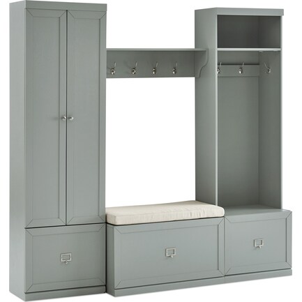Caddie 4-Piece Entryway Set with Bench, Shelf, Hall Tree and Closet