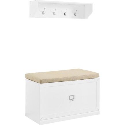 Caddie Bench and Shelf Set - White