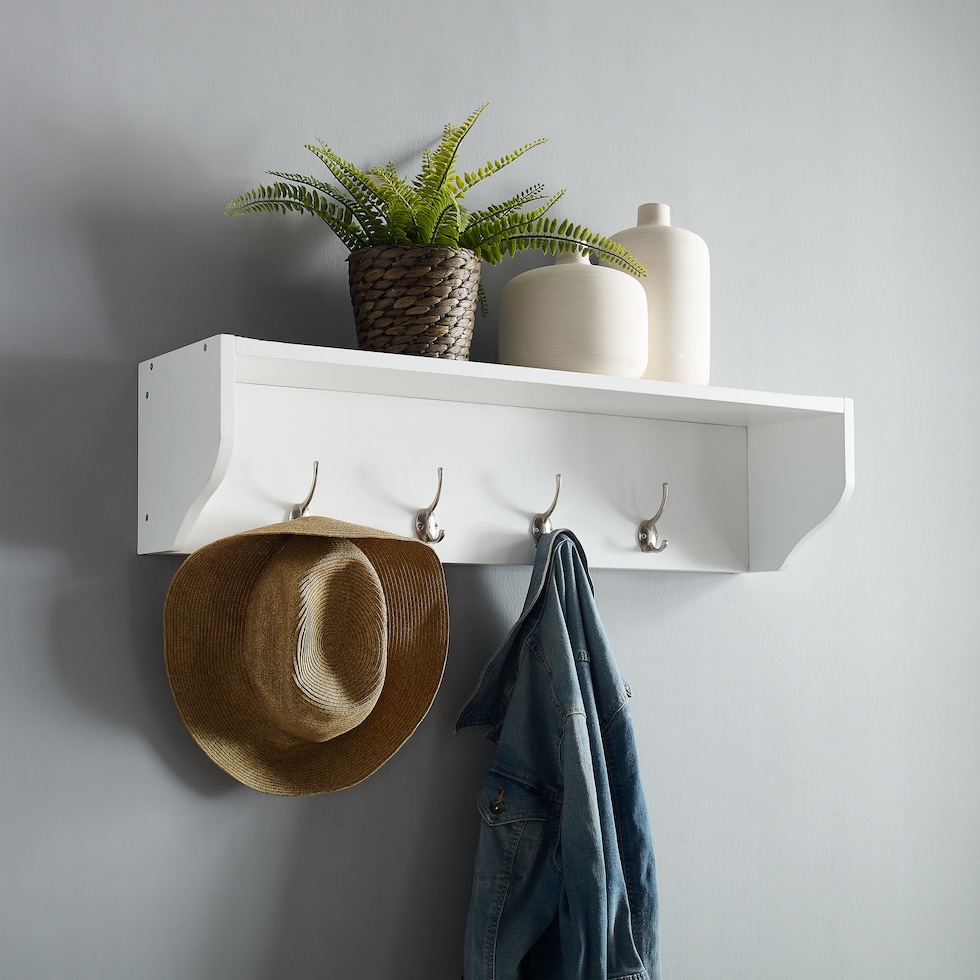 caddie white entryway storage shelf   