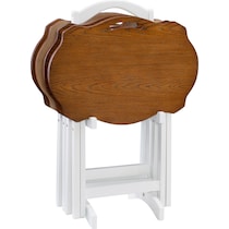 caine brown white tray table   